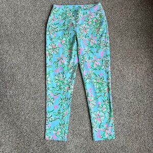 Lily Pulitzer Luxletic Fairway Performance Twill Blue/Pink Golf Pants, Size 6